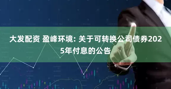 大发配资 盈峰环境: 关于可转换公司债券2025年付息的公告